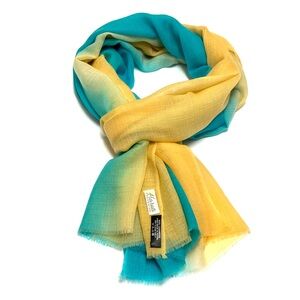 Handwoven Teal and Yellow Gradient Scarf - Unbranded